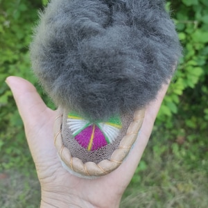 BABY slippers Baby fur shoes Sheepskin moccasins for baby Warm kids slippers Leather shoes One pair size US 3-3.5 insole 11 cm