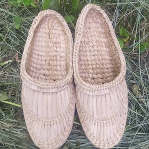 Bast sandals Straw slippers Sauna shoes  Massage slippers  Vegan women men shoes Organic product Raffia shoes for home Earthing sandals