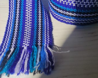 BLUE WOVEN BELT Waistband Sash belt for shirt dress jeans Hippie or boho style Gift from Ukraine