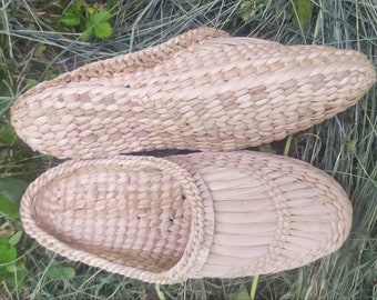 Bast sandals Straw slippers Sauna shoes  Massage slippers  Vegan women men shoes Organic product Raffia shoes for home Earthing sandals
