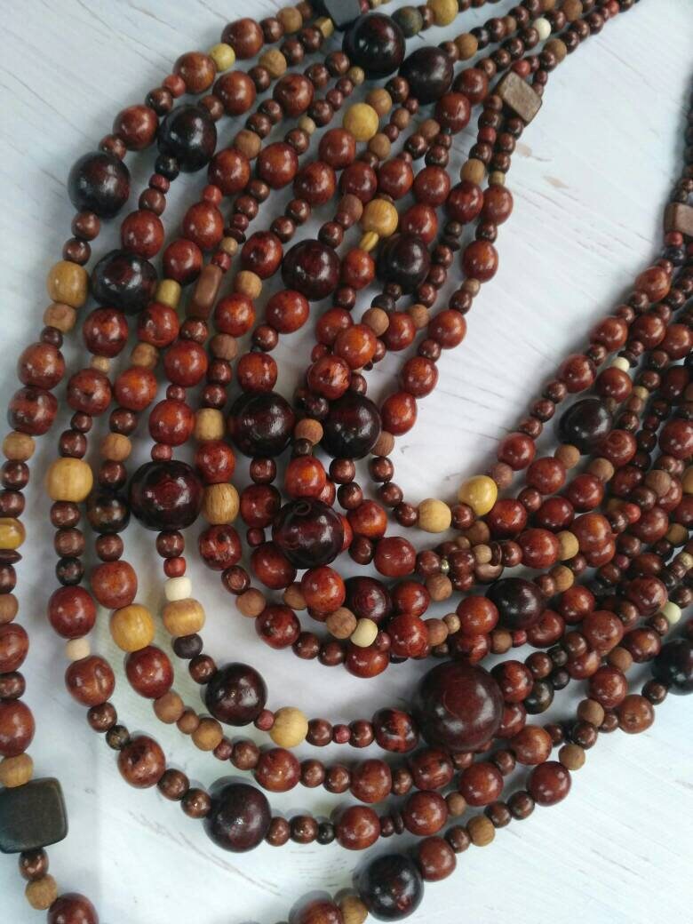 Green wooden bead necklace Bib necklace Ukrainian jewelry in Boho style Ukrainian jewelry Gift from Ukraine