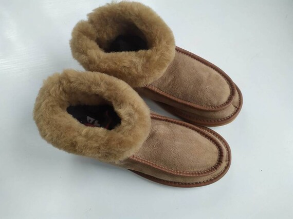 Women Sheepskin slippers LAMB fur slippers Beige sheepskin | Etsy