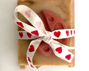 Set luck. Set of Natural Soaps with Bamboo Soap Dish - Gift Set - Artisanal Herbal Olive Oil Soap - Valentine's Day