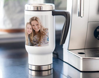 Tasse isotherme avec photo - Tasse à thé et café personnalisée avec photo couleur de votre choix - Cadeau idéal pour le travail