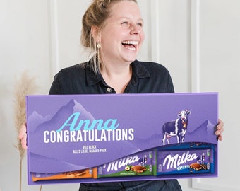 Tavoletta di cioccolato Milka XXL personalizzata - Regali di compleanno, Tavoletta Milka con nome e testo - 600 g - Regalo di cioccolato perfetto per lui/lei