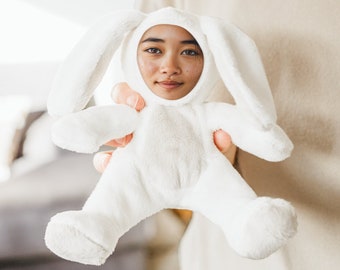 ItsieMe Lapin avec photo - Peluche avec photo - Animal en peluche personnalisé avec sa propre tête - Cadeau drôle de lapin - 20 cm