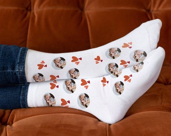 Chaussettes personnalisées avec photo - Chaussettes imprimées avec image / logo - Chaussettes blanches - Cadeau de chaussures personnalisé drôle