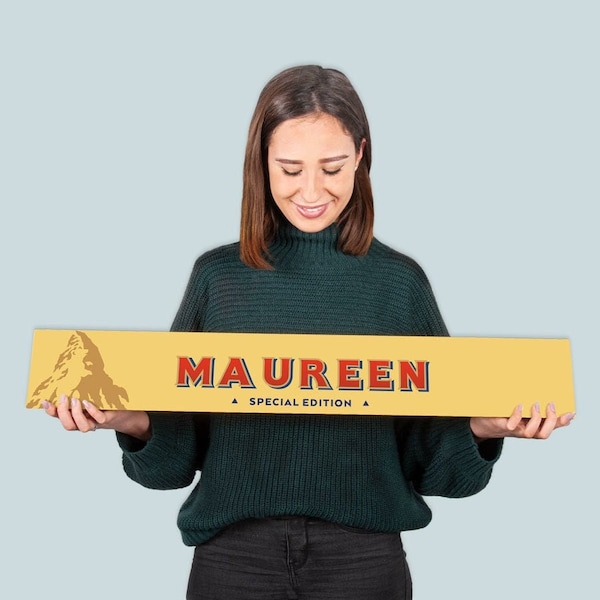 Toblerone XXL personnalisé - Barre au chocolat au lait - XXL - 4,5 kg - Chocolat au lait au nougat au miel et aux amandes