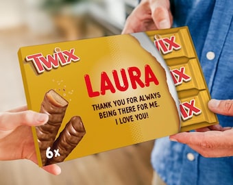 Personalized Twix Giftbox with Name and Message - Twix Bar with text - Perfect Personalised Chocolate Gift for him / her