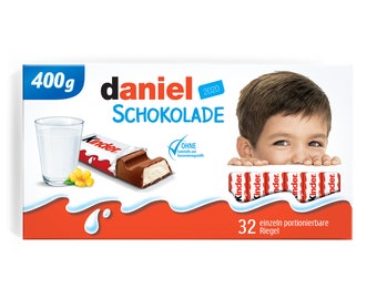 Mega Kinderchocolade met naam - Kinderen gepersonaliseerd met naam - Gepersonaliseerd chocoladecadeau - 400/800g - Cadeau voor hem / haar