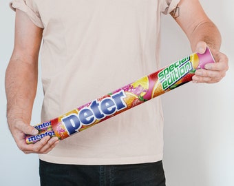 Personalized XXL Mentos - Mega Mentos Roll with name - 20 Mentos rolls in tube with name or text - Fruit Flavor - Personalized Mentos