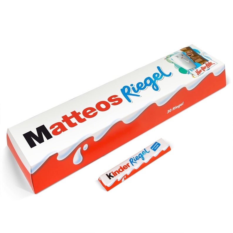 XXL kinder Riegel personalisiert mit Name Personalisiertes Schokoladengeschenk mit 3x 10er Packung 630 Gramm Geschenk für Ihn / Sie Bild 8