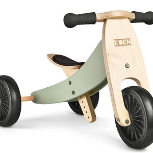 Tricycle en bois avec gravure Tricycle en bois personnalisé pour enfants Bois sûr et sans éclats image 1