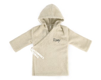 Koeka Personalized Baby Bathrobe - Embroidered Bathrobe with Name - Gift Newborn - Blue, Pink, Gray & Sand - 62/68 | 74/80 | 86/92