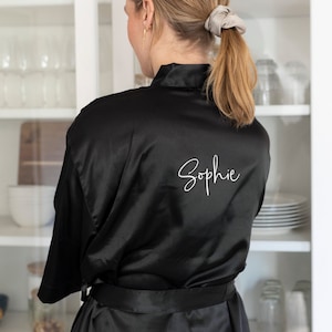 Kimono Personalized with Name or Text - With Robe - YourSurprise Bathrobe Black - Onesize