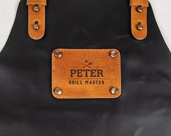 Leather BBQ Apron Brown - Personalised With your own Name - High-Quality Buffalo Leather - Engraved