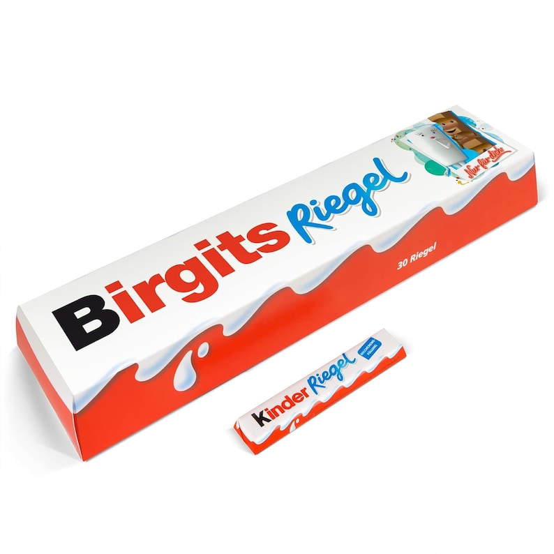 XXL kinder Riegel personalisiert mit Name Personalisiertes Schokoladengeschenk mit 3x 10er Packung 630 Gramm Geschenk für Ihn / Sie Bild 5