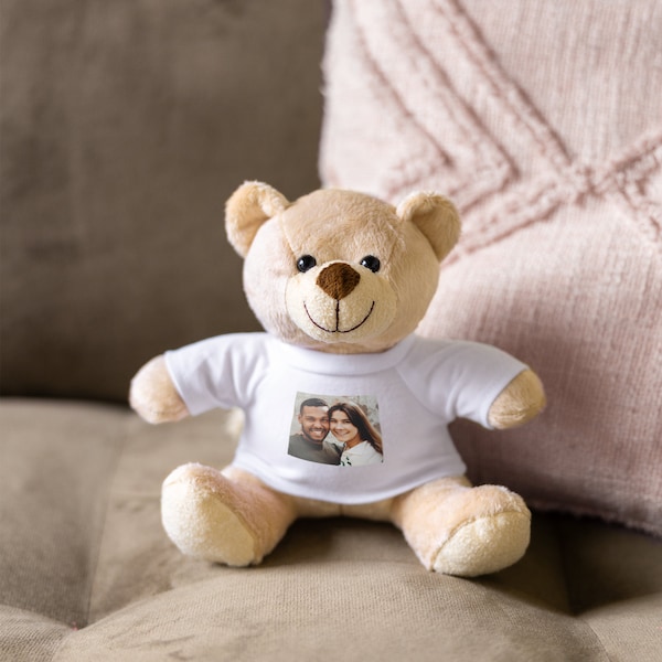 Personalized Bear with Picture - Plush Toy with Photo - Personalized Pluche Teddy Bear Animal  - Cute Personal Gift