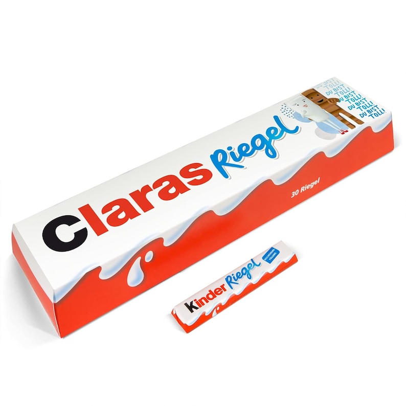 XXL kinder Riegel personalisiert mit Name Personalisiertes Schokoladengeschenk mit 3x 10er Packung 630 Gramm Geschenk für Ihn / Sie Bild 7