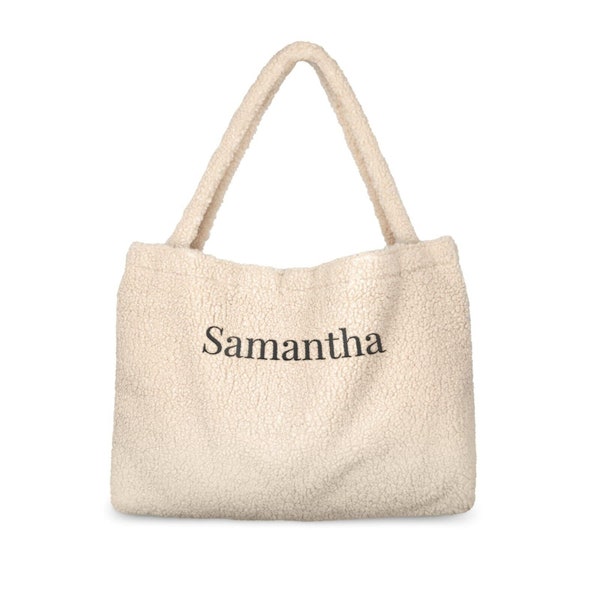 Sac Teddy Tote personnalisé - Sac maman brodé avec nom - Avec zip - Cadeau parfait pour elle - Cadeau fête des Mères