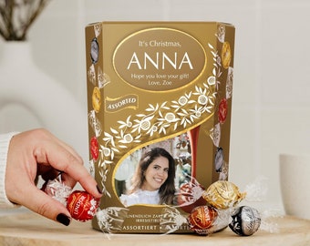 Coffret Cadeau Chocolat Lindt XL Personnalisé - Personnalisable avec Nom et Texte - 500g Chocolats Lindor, Cadeau de Noël idéal !