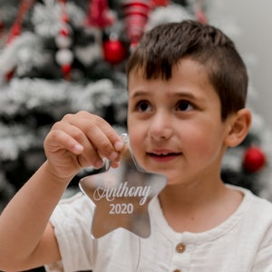 Personalised Name Bauble Decoration Hanging Christmas Tree Ornament - Custom Name Gift - Star