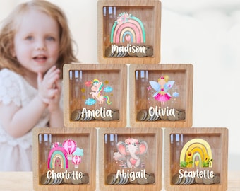 Personalised Kids Christmas Gift For boy or girl | Wood Custom Money Box for Toddler Gift |First Birthday Gift Or Baptism Gift Newborn Baby