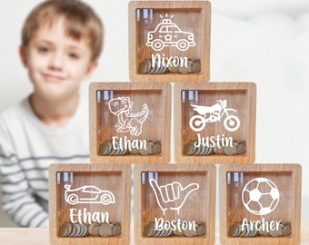 Personalised Kids Christmas Gift For boy or girl | Wood Custom Money Box for Toddler Gift |First Birthday Gift Or Baptism Gift Newborn Baby