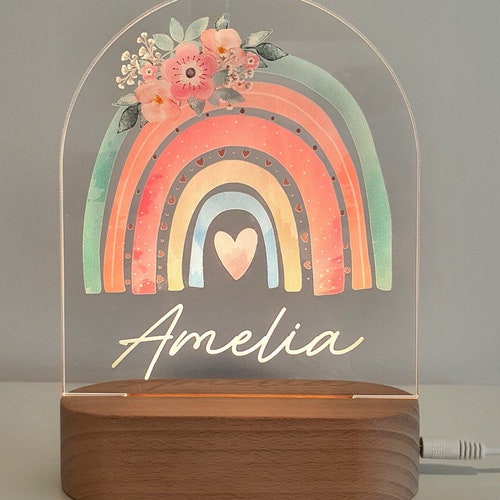 Personalised RAINBOW Night Light Kids Custom Name Night Etsy Australia