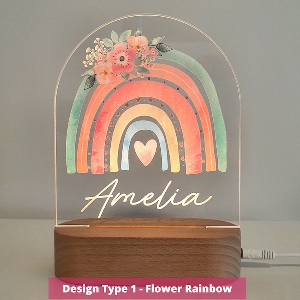 Personalised Name Children's Night Light - Christmas Gift Girl Nursery Lamp - Custom Baby Gift