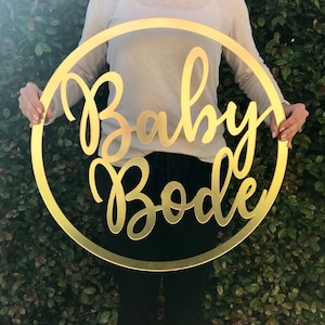 Custom Baby Shower Wall Sign / Personalised Round Wall hanging