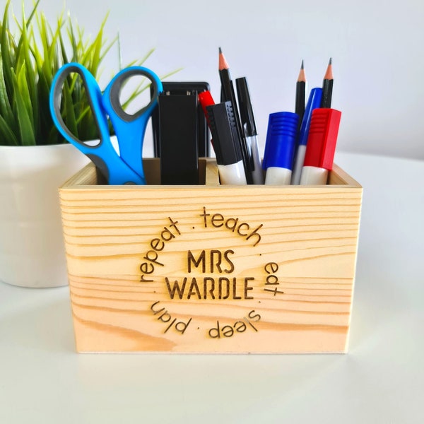 Personalised Teacher Gift, Teacher Desk Organiser Present, End Of Year Present, Educator Preschool Teacher, Pencil Holder, Stationary Holder