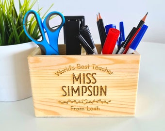 Personalised Teacher Gift, Teacher Desk Organiser Present, End Of Year Present, Educator Preschool Teacher, Pencil Holder, Stationary Holder