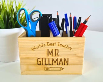 Personalised Teacher Gift, Teacher Desk Organiser Present, End Of Year Present, Educator Preschool Teacher, Pencil Holder, Stationary Holder