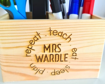 Personalised Teacher Gift, Teacher Desk Organiser Present, End Of Year Present, Educator Preschool Teacher, Pencil Holder, Stationary Holder