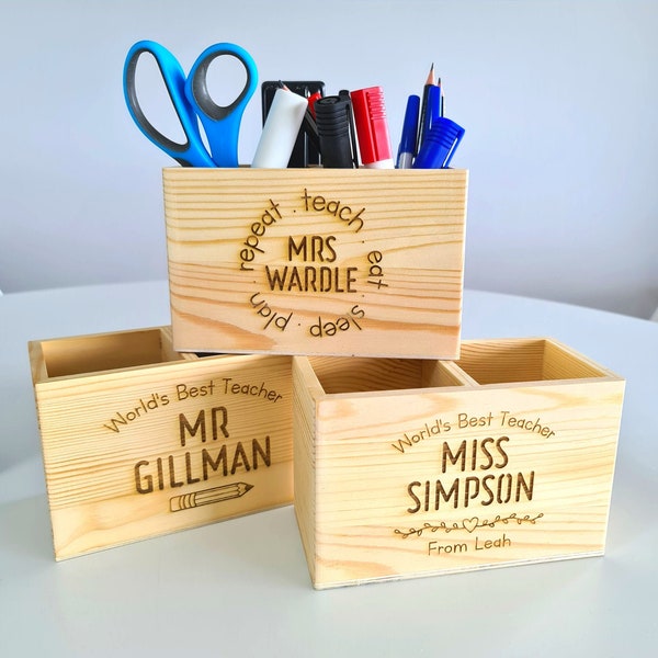 Personalised Teacher Gift, Teacher Desk Organiser Present, End Of Year Present, Educator Preschool Teacher, Pencil Holder, Stationary Holder