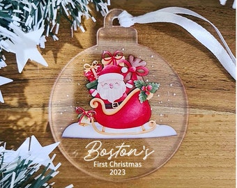 Custom Name Christmas Tree Ornament | Name Decoration Bauble Baby's First Christmas | Christmas Decoration Personalised Name Gift Acrylic