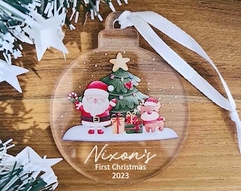 Custom Name Christmas Tree Ornament | Name Decoration Bauble Baby's First Christmas | Christmas Decoration Personalised Name Gift Acrylic