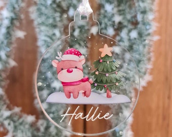 Nome personalizzato Ornamento per albero di Natale / Decorazione con nome Pallina Primo Natale del bambino / Decorazione natalizia Regalo con nome personalizzato Acrilico
