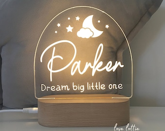 Personalised baby gift or Nursery Decor - Custom Name Night Light - Arch Shape Name dream big