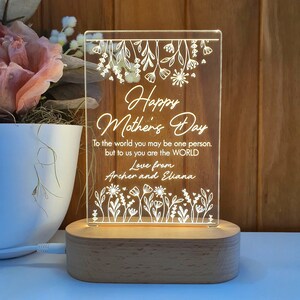 Placa luminosa personalizada para el Día de la Madre - Regalo para el Día de la Madre de una hija - Regalo para mamá - Primer Día de la Madre - Cartel para el Día de la Madre