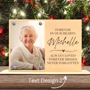 Memorial Christmas Gift Ornament Wood Photo Frame - Christmas Decoration In Loving Memory Of - Christmas Sympathy Gift Photo Keepsake
