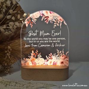 Gepersonaliseerde Moederdag Cadeau Plaque Light - Moederdag Cadeau van dochter - Cadeau voor mama - Eerste Moederdag - Happy Mothers Day Boarder