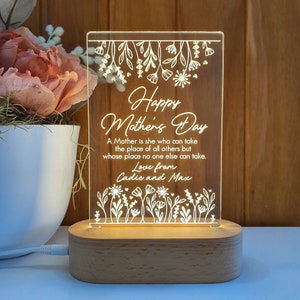 Gepersonaliseerde Moederdag Cadeau Plaquette Licht - Moederdag Cadeau Van Dochter - Moeder Cadeau - Eerste Moederdag - Gelukkige Moederdag Boarder