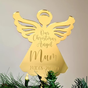 メモリアルエンジェルパーソナライズクリスマスツリートッパー - クリスマスデコレーションオーナメント - 思い出のクリスマスツリー飾り