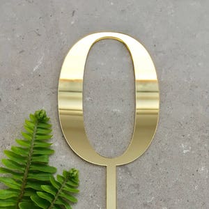 Numero 0 specchio acrilico oro Birthday Cake Topper