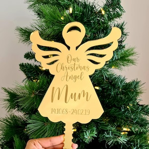 Memorial Angel Gepersonaliseerde Kerstboom Topper - Kerstversiering Ornament - Herdenking Kerstboom Bauble