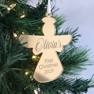 Personalised Name Bauble Decoration Hanging Christmas Tree Ornament - Custom Name Gift - ANGEL
