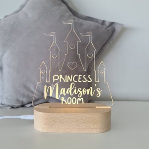 Personalised baby gift or Nursery Decor - Custom Name Night Light Princess Castle