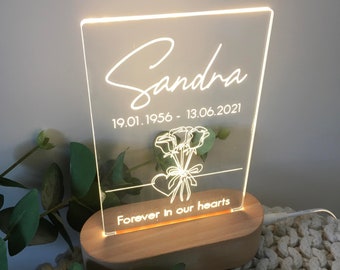 Gedenktafel Geschenk Personalisiert Licht - Erinnerungslicht - Erinnerung in liebevoller Erinnerung Ornament - Muttertag